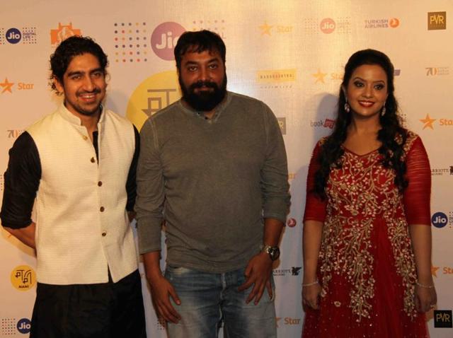 Filmmakers Ayan Mukerji, Anurag Kashyap and Amruta Fadnavis, wife of Maharashtra Chief Minister Devendra Fadnavis, during the closing ceremony of MAMI 18th Mumbai Film Festival in Mumbai on October 27, 2016. (IANS Photo)