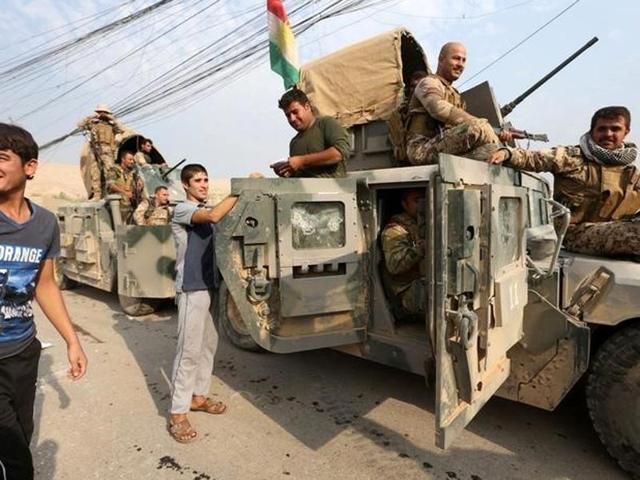 Kurdish peshmerga fighters celebrate after recapturing the Fadiliya village from Islamic state militants, in Nawaran, north of Mosul, Iraq, October 27, 2016. (Reuters) Kurdish peshmerga fighters celebrate after recapturing the Fadiliya village from Islamic state militants, in Nawaran, north of Mosul, Iraq, October 27, 2016. (Reuters)