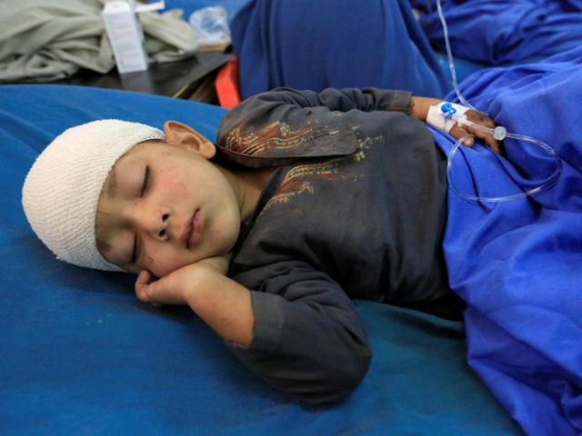 An Afghan girl wounded in an airstrike receives treatment at a hospital in Jalalabad, Afghanistan. (REUTERS Photo) An Afghan girl wounded in an airstrike receives treatment at a hospital in Jalalabad, Afghanistan. (REUTERS Photo)