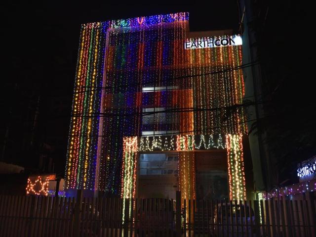 Office building illuminated for Diwali in New Delhi. (Mohd Zakir/HT PHOTO)