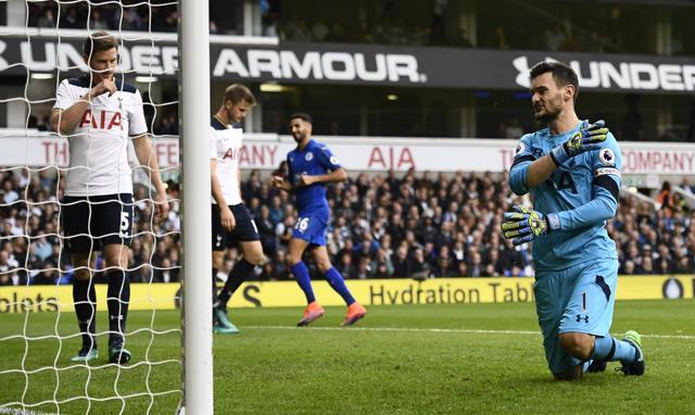 Tottenham's Hugo Lloris looks dejected after Leicester City's Ahmed Musa (not pictured) scores their first goal. (REUTERS) Tottenham's Hugo Lloris looks dejected after Leicester City's Ahmed Musa (not pictured) scores their first goal. (REUTERS)