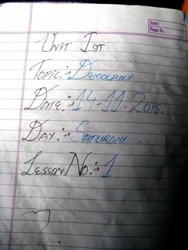 Junaid Ahmad's social science notebook. (Waseem Andrabi/HT Photo) Junaid Ahmad's social science notebook. (Waseem Andrabi/HT Photo)