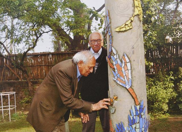 The late Nek Chand, creator of Rock Garden, working on a pillar in MN Sharma’s house garden in 2010. (Photo: Yojna Rawat) The late Nek Chand, creator of Rock Garden, working on a pillar in MN Sharma’s house garden in 2010. (Photo: Yojna Rawat)