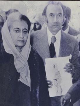 MN Sharma with former PM Indira Gandhi when she visited his office in the early 1970s. (Photo: Sharma’s personal collection) MN Sharma with former PM Indira Gandhi when she visited his office in the early 1970s. (Photo: Sharma’s personal collection)