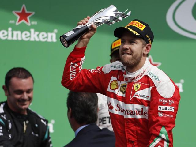 Vettel had originally finished fourth but was promoted to third after Verstappen was penalised for refusing to concede track position to the German. (Reuters) Vettel had originally finished fourth but was promoted to third after Verstappen was penalised for refusing to concede track position to the German. (Reuters)