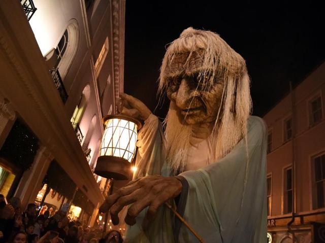 There are also parades where people dress up is scary costumes and roam the streets. In terms of business, this festival comes second only to Christmas in the US. A member of street performance troupe Macnas participates in their 30th anniversary during Halloween parade called Savage Grace in Galway, Ireland, October 30, 2016. (REUTERS) There are also parades where people dress up is scary costumes and roam the streets. In terms of business, this festival comes second only to Christmas in the US. A member of street performance troupe Macnas participates in their 30th anniversary during Halloween parade called Savage Grace in Galway, Ireland, October 30, 2016. (REUTERS)