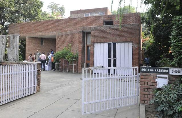 The house in which MN Sharma lived, in Sector 8, Chandigarh. (HT Photo) The house in which MN Sharma lived, in Sector 8, Chandigarh. (HT Photo)