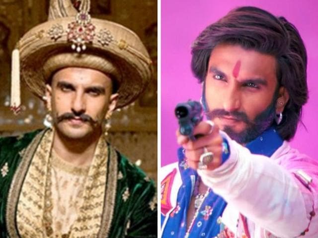 Ranveer Singh starred as Bajirao in Bajirao Mastani (left) and in Goliyon Ki Raasleela Ram-Leela (right). (HT Photo) Ranveer Singh starred as Bajirao in Bajirao Mastani (left) and in Goliyon Ki Raasleela Ram-Leela (right). (HT Photo)