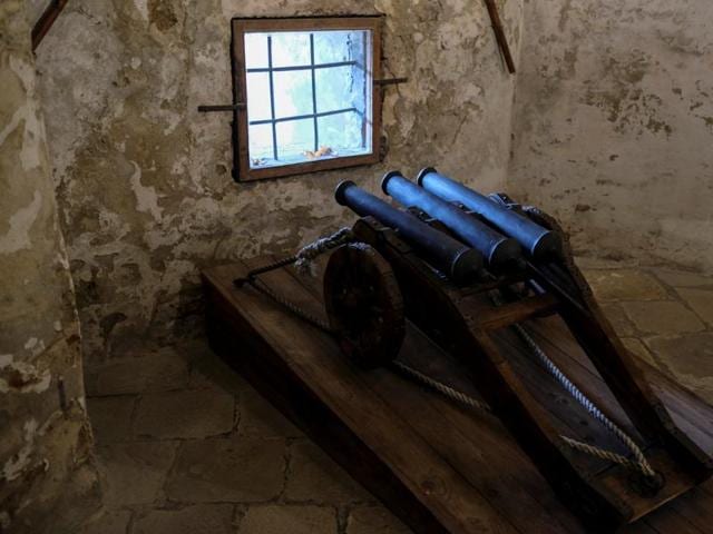 Cannons seen inside Orava Castle. Through the two world wars it remained in a state of disrepair and neglect but soon after was reclaimed as a national monument. (REUTERS) Cannons seen inside Orava Castle. Through the two world wars it remained in a state of disrepair and neglect but soon after was reclaimed as a national monument. (REUTERS)
