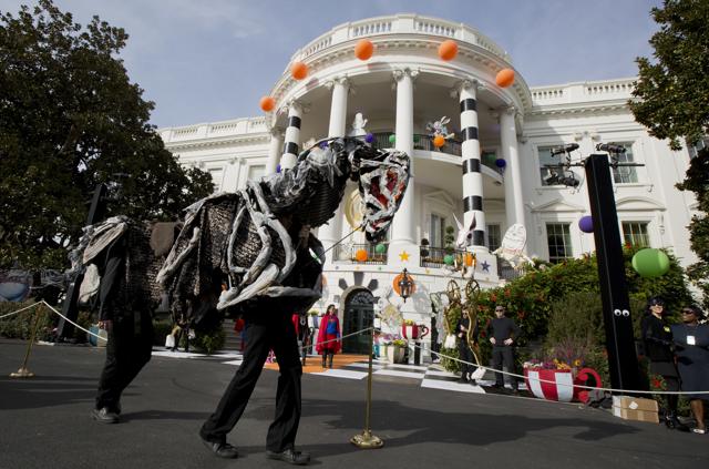 Performers rehearse on the South Lawn of the White House in Washington. (AP Photo) 