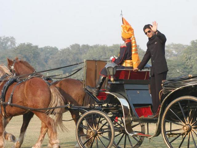 Shah Rukh Khan at the Jaipur Polo Ground. (HT Archives)
