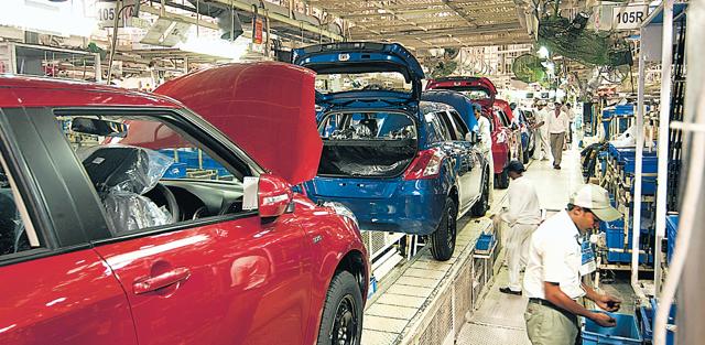 On fast track: The assembly line at Maruti Suzuki’s Manesar plant in Gurgaon, Haryana. Ramesh Pathania/HT file (Ramesh Pathania/HT file) On fast track: The assembly line at Maruti Suzuki’s Manesar plant in Gurgaon, Haryana. Ramesh Pathania/HT file (Ramesh Pathania/HT file)