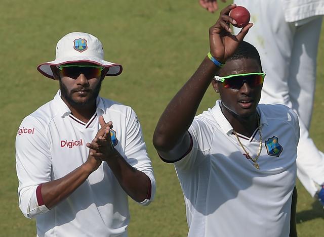 West Indies' cricket captain Jason Holder picked up his maiden five-wicket haul as Pakistan lost five wickets for 49 runs to collapse to 208 all out. (AFP)
