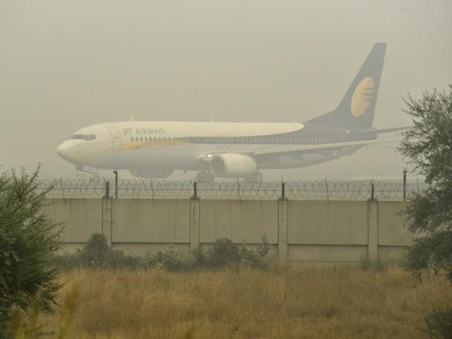 Flight ready to take off during the foggy day at Terminal 3 Runway in New Delhi India, on Wednesday, November 2, 2016. (S.Burmaula/HT Photo) Flight ready to take off during the foggy day at Terminal 3 Runway in New Delhi India, on Wednesday, November 2, 2016. (S.Burmaula/HT Photo)