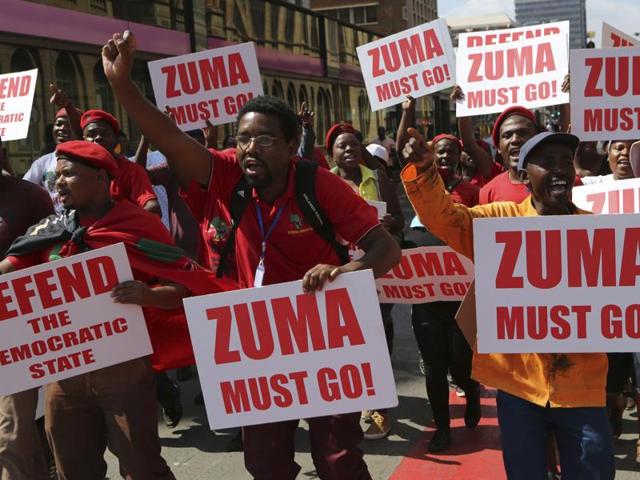 Economic Freedom Fighters supporters march in downtown Pretoria, South Africa, Wednesday, Nov. 2, 2016. (AP) Economic Freedom Fighters supporters march in downtown Pretoria, South Africa, Wednesday, Nov. 2, 2016. (AP)