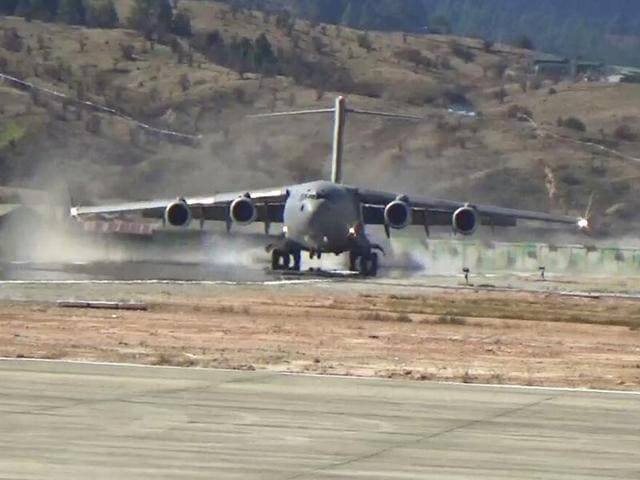 Situated along the international border, Mechuka -- where the C-17 Globemaster landed -- was one of the strategic locations during the India-China war in 1962. (IAF) Situated along the international border, Mechuka -- where the C-17 Globemaster landed -- was one of the strategic locations during the India-China war in 1962. (IAF)