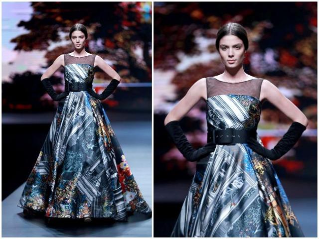 Another model parades a creation from AM.IXAM Collection designed by Ying Ma. (AFP) Another model parades a creation from AM.IXAM Collection designed by Ying Ma. (AFP)