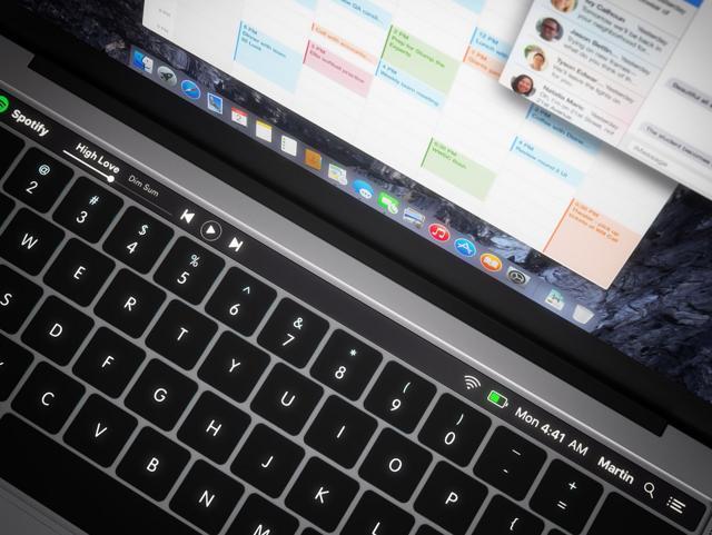 The new touchbar on the MacBook Pro is placed above the number keys and allows touch commands The new touchbar on the MacBook Pro is placed above the number keys and allows touch commands
