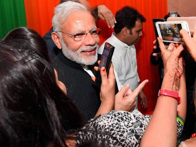 Prime Minister Narendra Modi with BJP president Amit Shah at the Diwali Mangal Milan in New Delhi on November 3, 2016.(PTI)