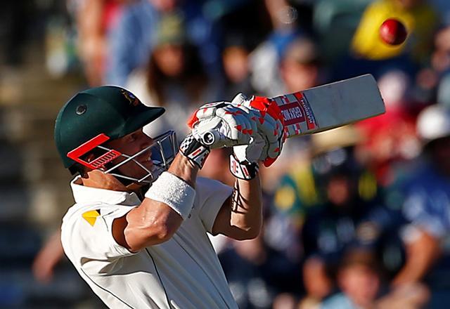 Australia's David Warner hits a six from the bowling of South Africa's Dale Steyn. (REUTERS)
