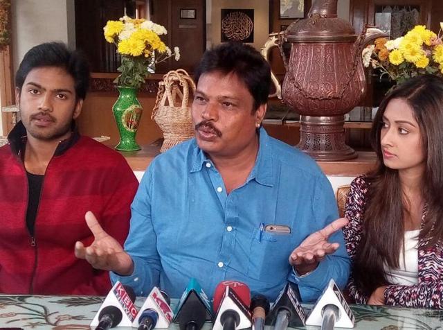 Director G Ravi Kumar along with his team at a press conference in Srinagar on Wednesday.(HT Photo)