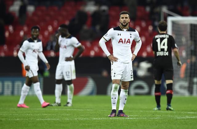 Tottenham's Kyle Walker bears a look of disappointment after the game. (REUTERS) Tottenham's Kyle Walker bears a look of disappointment after the game. (REUTERS)