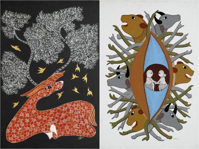 Earth Songs, an exhibition displaying tribal art, will be on at the Lalit Kala Akademi till November 15. (Lalit Kala Akademi) Earth Songs, an exhibition displaying tribal art, will be on at the Lalit Kala Akademi till November 15. (Lalit Kala Akademi)