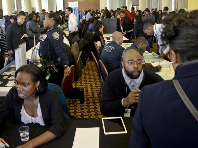The US economy added a solid 161,000 jobs in October while the unemployment rate fell to 4.9%, according to labour department figures released on Friday. (AFP) The US economy added a solid 161,000 jobs in October while the unemployment rate fell to 4.9%, according to labour department figures released on Friday. (AFP)