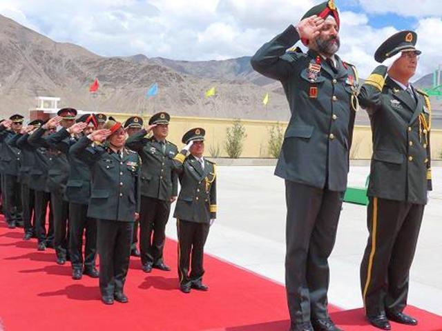 The Sino-Indian Border Personnel Meet that was held in the Daulat Beg Oldie area in Ladakh. Indian and Chinese troops resolved a disagreement over a channel construction in Demchok, Ladakh.(Twitter) The Sino-Indian Border Personnel Meet that was held in the Daulat Beg Oldie area in Ladakh. Indian and Chinese troops resolved a disagreement over a channel construction in Demchok, Ladakh.(Twitter)