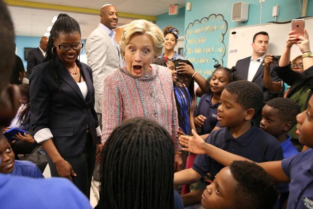 US Democratic presidential nominee Hillary Clinton speaks to children at Overtown Youth Center in Miami, Florida. (Reuters file) US Democratic presidential nominee Hillary Clinton speaks to children at Overtown Youth Center in Miami, Florida. (Reuters file)