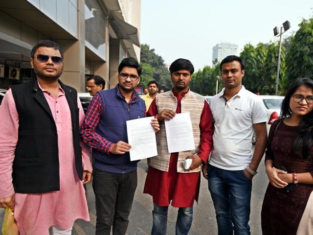 ABVP students out after meeting Delhi Police Commission on the issue of Missing JNU Student Najeeb Ahmed in New Delhi. (HT PHOTO) ABVP students out after meeting Delhi Police Commission on the issue of Missing JNU Student Najeeb Ahmed in New Delhi. (HT PHOTO)