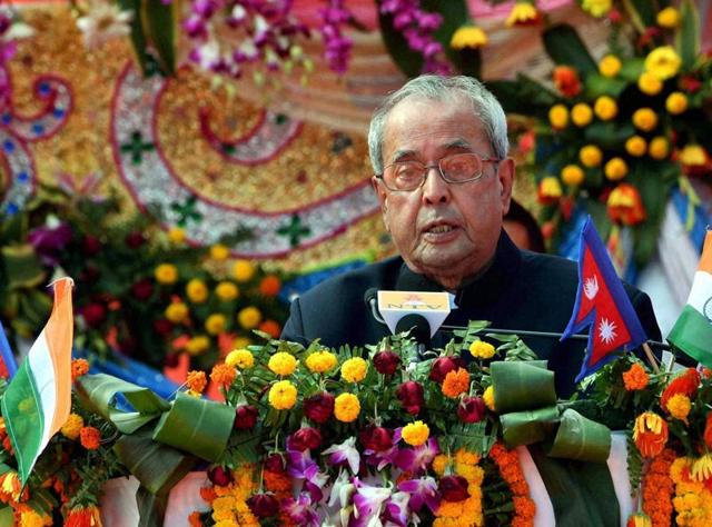 President Pranab Mukherjee attends a reception at Tirhutiya Gachi during his state visit to Nepal, on Friday. (PTI) President Pranab Mukherjee attends a reception at Tirhutiya Gachi during his state visit to Nepal, on Friday. (PTI)