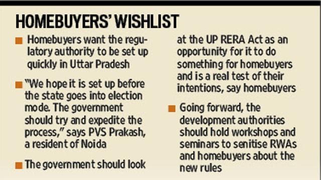 Homebuyers want the regulatory authority to be set up quickly in Uttar Pradesh Homebuyers want the regulatory authority to be set up quickly in Uttar Pradesh