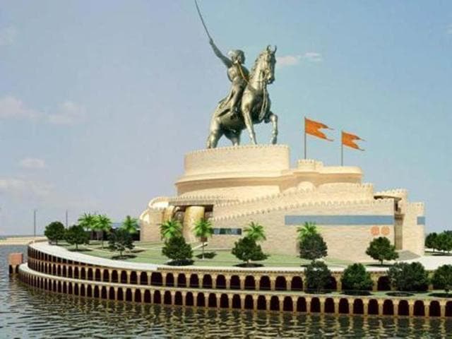 The 192m-high statue has been planned on a rocky outcrop of 15.96 hectares, 3.5 km into the Arabian Sea.(Artist’s representation of the memorial.)