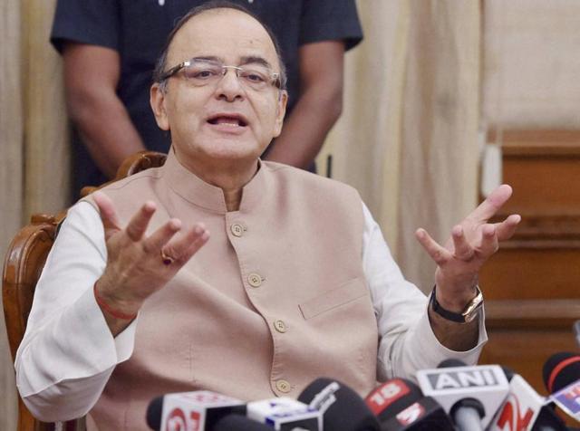 Union finance minister Arun Jaitley addresses the media after at North Block in New Delhi on Friday. (PTI) Union finance minister Arun Jaitley addresses the media after at North Block in New Delhi on Friday. (PTI)