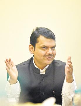CM Devendra Fadnavis at Hindustan Times office in Elphinstone. (Vijayanand Gupta/HT )