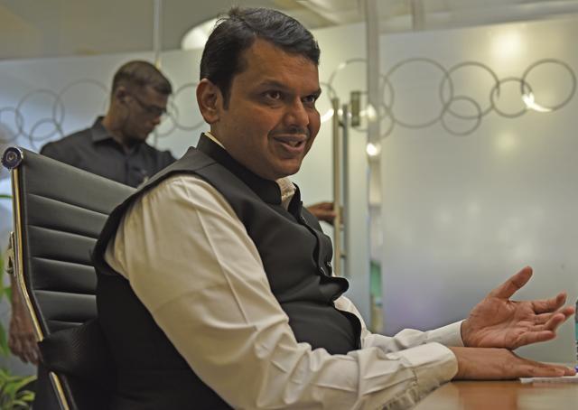 ”Practically, people want us to work together,” said said CM Devendra Fadnavis discussing the BJP-Shiv Sena alliance at the Hindustan Times office in Elphinstone. (Vijayanand Gupta/HT )