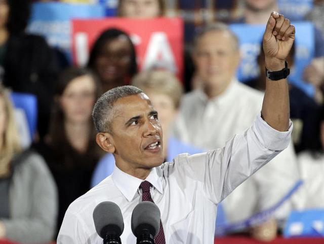 US President Barack Obama delivers remarks at a Hillary for America campaign event in Charlotte, North Carolina.(Reuters Photo)