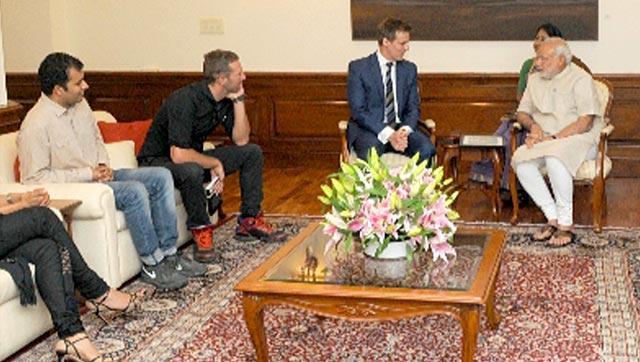 Representatives of The Global Poverty Project and Chris Martin of Coldplay at a meeting with Prime Minister Narendra Modi in New Delhi. Representatives of The Global Poverty Project and Chris Martin of Coldplay at a meeting with Prime Minister Narendra Modi in New Delhi.