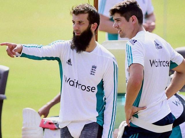 The England cricket team practised at the Saurashtra Cricket Association stadium in Rajkot ahead of the first Test.(PTI)