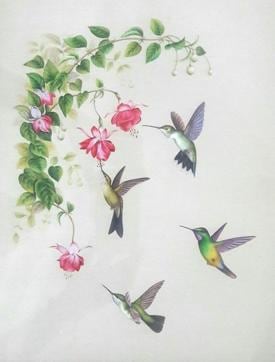 Pappu Chand’s painting of humming birds. (PHOTO: RAMASHANKAR MISHRA) Pappu Chand’s painting of humming birds. (PHOTO: RAMASHANKAR MISHRA)