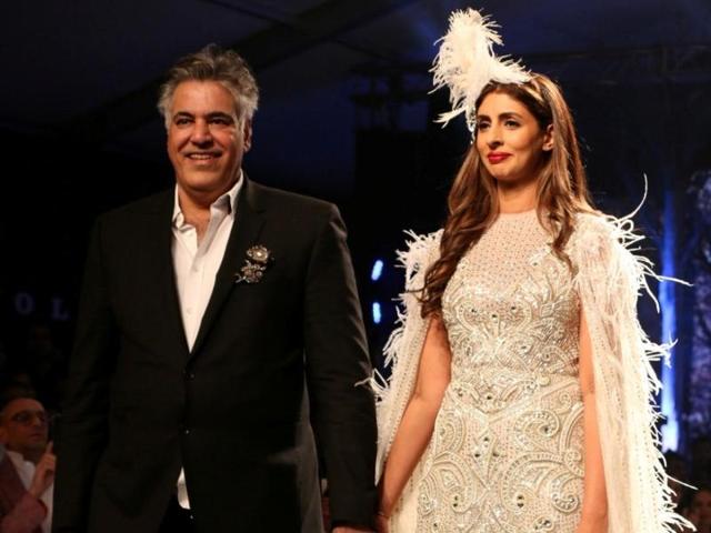 Shweta Bachchan Nanda with fashion designer Abu Jani.  (IANS) 