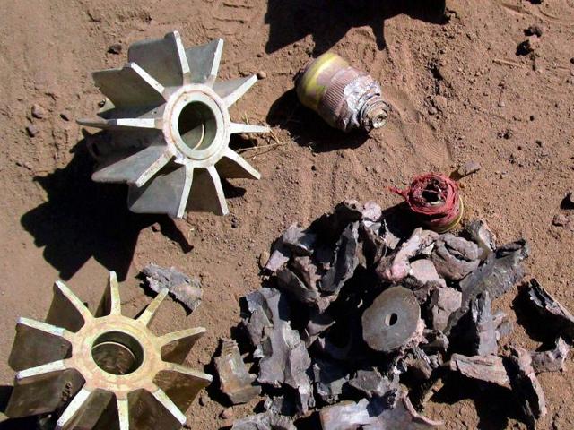 The remains of mortar shells after heavy shelling across the LoC at Balakot village in Poonch district.(PTI File Photo) The remains of mortar shells after heavy shelling across the LoC at Balakot village in Poonch district.(PTI File Photo)