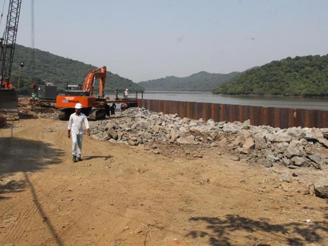 Work underway at Gaimukh Creek ,on Saturday.(Praful Gangurde)