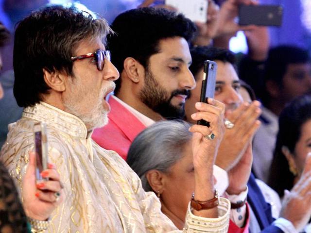 It was not just Amitabh Bachchan who attended the event to support Shweta. He was accompanied by his wife Jaya Bachchan and son Abhishek Bachchan.  (PTI) 