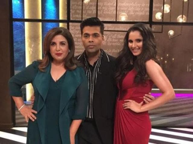 Koffee With Karan, hosted by director Karan Johar will be the first to bring together real life friends Sania and Farah on screen.(Twitter)