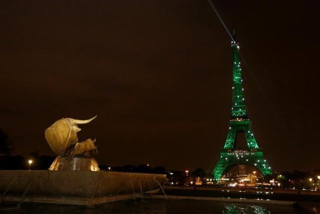 The Eiffel tower is illuminated in green, with the words " Paris Agreement is Done", to celebrate the Paris UN COP21 Climate Change agreement in Paris, France, last week. (Reuters) The Eiffel tower is illuminated in green, with the words " Paris Agreement is Done", to celebrate the Paris UN COP21 Climate Change agreement in Paris, France, last week. (Reuters)