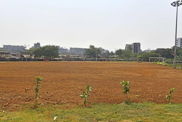 A football field built on the plot. (Vidya Subramanian/HT PHOTO)