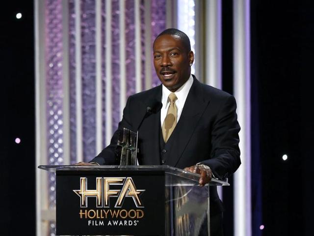 Actor Eddie Murphy accepts the Career Achievement Award at the Hollywood Film Awards in Beverly Hills. (REUTERS) 