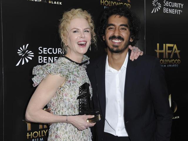 Nicole Kidman, left, and Dev Patel attend the press room at the 2016 Hollywood Film Awards held at the Beverly Hilton. (Richard Shotwell/Invision/AP) 